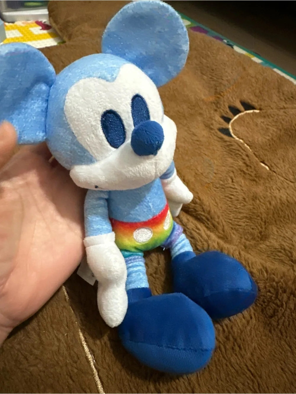 Disney Blue Mickey Plush with Rainbow Shorts
